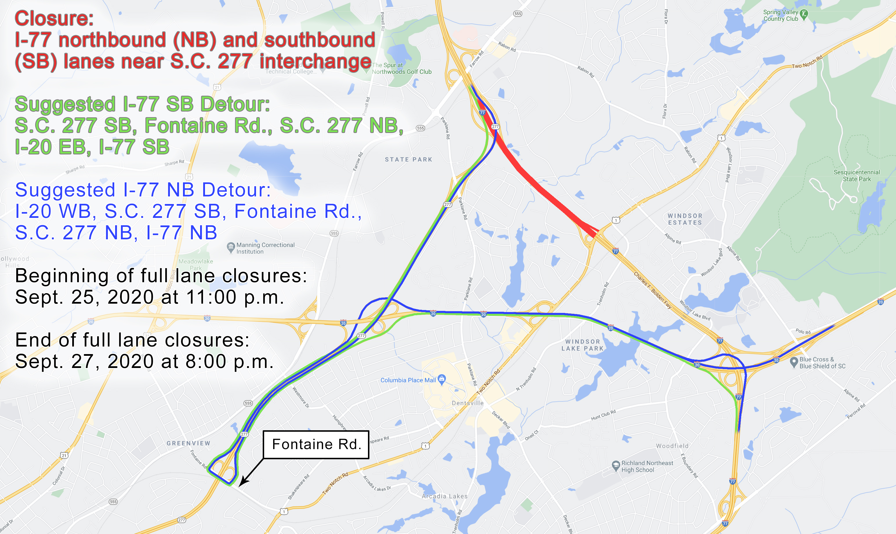 Lane Closures Detours Sept. 25 27 for I 77 In Richland County Due